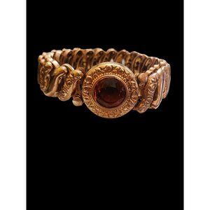 Vintage Topaz Faceted Glass Sweet Heart Expansion Bracelet (A4775)